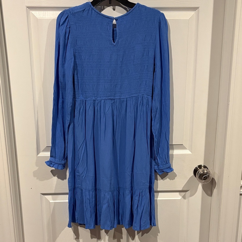 NWT! Sonoma Motherhood Maternity, Long Sleeve Smocked Royal Blue Dress - Picture 5 of 8